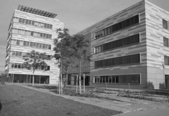 Das neue Institutsgebäude des Max-Planck-Instituts für Chemie am Hahn-Meitner-Weg 1 in Mainz. Foto: A. Reuter 2012: Neubau des Max-Planck-Instituts für Chemie