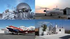 Picture: Top left: Research station Jungfraujoch, Swiss Alps; top right: HALO at Tainan airport, Taiwan; bottom left: Polar 6 on Spitsbergen; bottom right: Research station CAO, Cyprus.