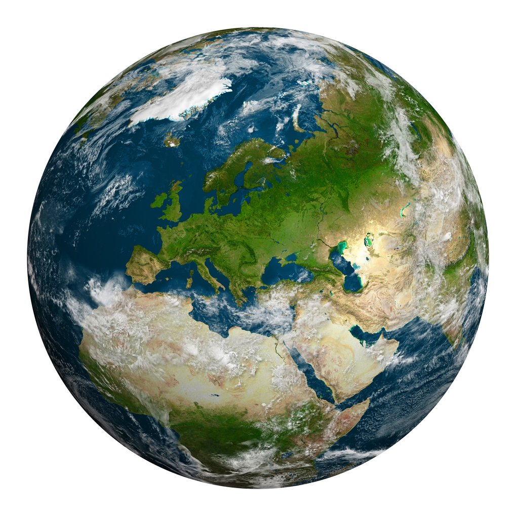Satellite view of Earth showing Europe, Africa, and parts of Asia.