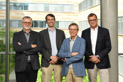 Board of directors of the Institute: Stephan Borrmann, Ulrich Pöschl, Jos Lelieveld and Gerald H. Haug (left to right); Picture: Carsten Costard