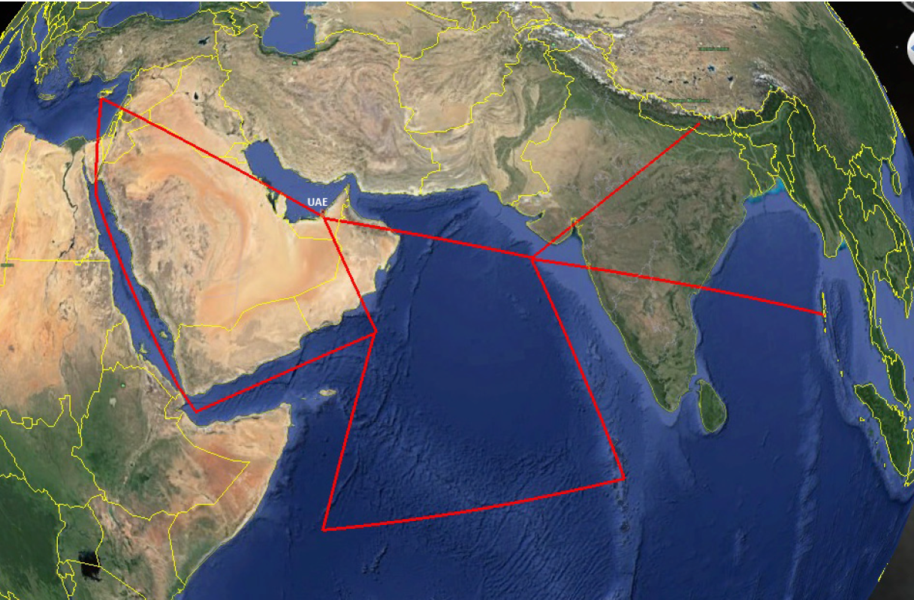 Figure 1. Areal domain of OMO with example flight tracks (to be planned in detail).