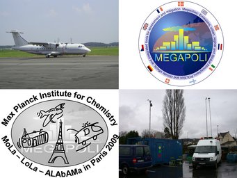 MEGAPOLI: ATR aircraft during MEGAPOLI 2009 (top left), mobile laboratory (MoLa) and local laboratory (LoLa) during MEGAPOLI 2010. Pictures: J. Schneider, MPIC. MEGAPOLI: ATR aircraft during MEGAPOLI 2009 (top left), mobile laboratory (MoLa) and local laboratory (LoLa) during MEGAPOLI 2010. Pictures: J. Schneider, MPIC.