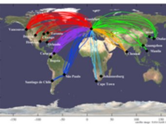 Flugrouten des CARIBIC-Containers von 2005 bis heute. Flugrouten des CARIBIC-Containers von 2005 bis heute.