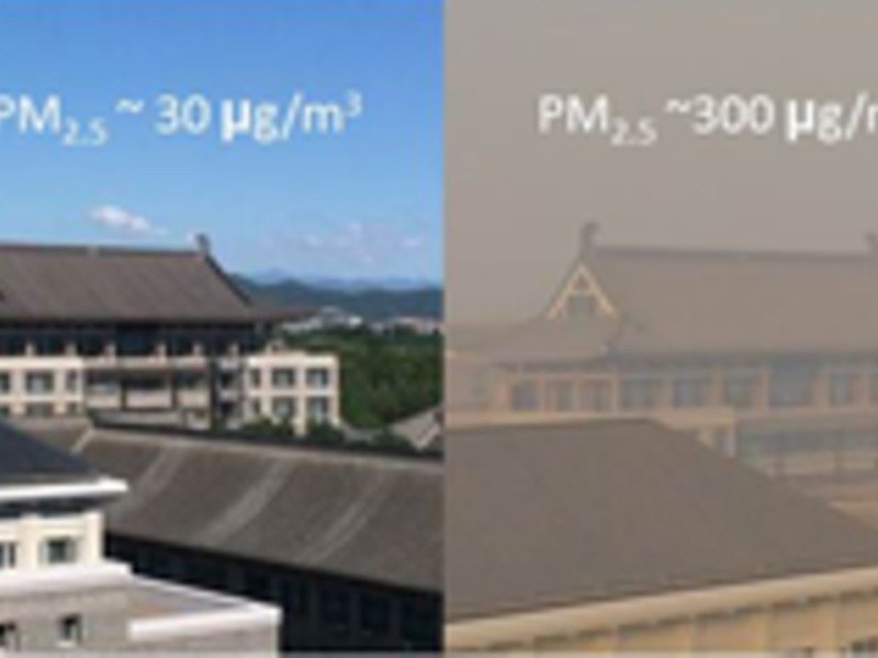 View with and without air pollution in China.