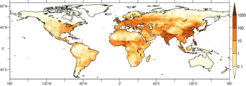 Annually, 4.55 million people lose their lives due to ambient air pollution. The graphic shows the mortality rate in individual per area of 1,000 km2 and year. Source: MPI for Chemistry