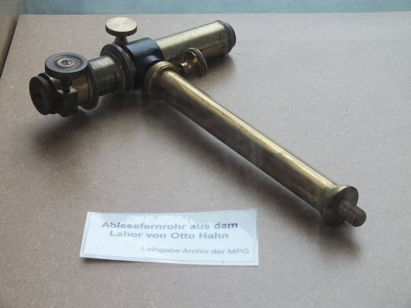 Brass reading telescope from Otto Hahn's laboratory.