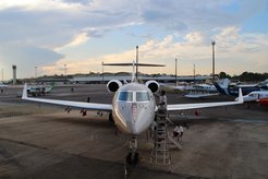 The HALO aircraft at the airport of Manaus