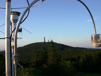 View by the aerosol inlets to the "Grosser Feldberg". Picture: MPIC View by the aerosol inlets to the "Grosser Feldberg". Picture: MPIC
