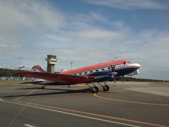 The research aircraft Polar 5 of AWI at Bornholm airport. Picture: J. Schneider, MPIC.
