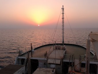 Sunset on a ship