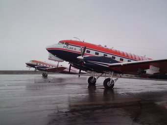 The two research aircraft Polar 5 and Polar 6 at Inuvik airport. Picture: J. Schneider, MPIC. The two research aircraft Polar 5 and Polar 6 at Inuvik airport. Picture: J. Schneider, MPIC.