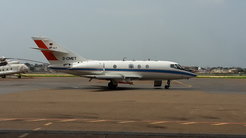 The German research aircraft Falcon of DLR at Lomé airport. Picture: J. Schneider, MPIC.
