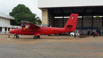 The British research aircraft Twin Otter, operated by the British Antarctic Survey (BAS). Picture: J. Schneider, MPIC. The British research aircraft Twin Otter, operated by the British Antarctic Survey (BAS). Picture: J. Schneider, MPIC.