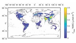 Global distribution of continental surface regions buffered by NH4+/NH3 (Science 2020).