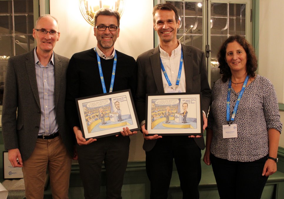 ACP co-chief executive editors Ken Carslaw and Barbara Ervens (left, right) with Thomas Koop and Uli Pöschl (center left, center right).