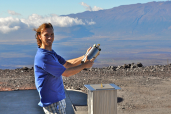 Aidan Colton at NOAA's Mauna Loa Observatory demonstrates how flask samples were filled at the site. Air collected year-round at nine remote sites around the world has been analyzed for the industrial solvent methyl chloroform. Variability in the decay of this chemical has helped scientists understand the cleansing power of the global atmosphere and its sensitivity to natural and human-induced perturbations. Aidan Colton at NOAA's Mauna Loa Observatory demonstrates how flask samples were filled at the site. Air collected year-round at nine remote sites around the world has been analyzed for the industrial solvent methyl chloroform. Variability in the decay of this chemical has helped scientists understand the cleansing power of the global atmosphere and its sensitivity to natural and human-induced perturbations.