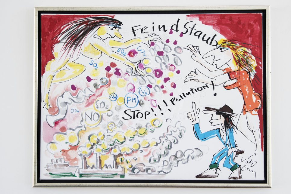 Udo Lindenberg painting "Fein(d)staub" at the MPI for Chemistry.