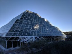 Outside view of the experimental rainforest at Biosphere 2 in Oracle, Arizona.