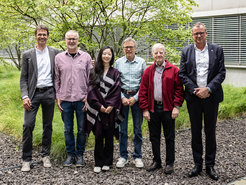 Direktor:innen des Instituts: (v.l.n.r) Ulrich Pöschl, Stephan Borrmann, Yafang Cheng, Jos Lelieveld, Al Hoffmann (Emeritus), Gerald Haug. Bild: S. Benner/MPIC