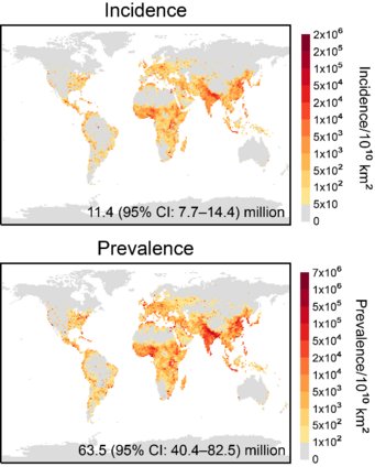 Global distribution of PM2.5-attributable burden of asthma in 2019 Global distribution of PM2.5-attributable burden of asthma in 2019