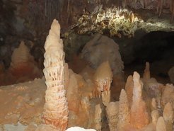 Speleothems, or dripstones, are excellent climate archives because the chemical composition of the calcium carbonate in speleothems changes with the climatic conditions above the cave.