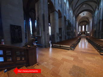 Sampling inside the Mainz CathedralThe indoor air was collected using sorptive materials and later analyzed in the laboratory with thermal desorption and gas chromatography–mass spectrometry (TD-GC-MS). (Photo: Alexandra Gutmann) Sampling inside the Mainz CathedralThe indoor air was collected using sorptive materials and later analyzed in the laboratory with thermal desorption and gas chromatography–mass spectrometry (TD-GC-MS). (Photo: Alexandra Gutmann)