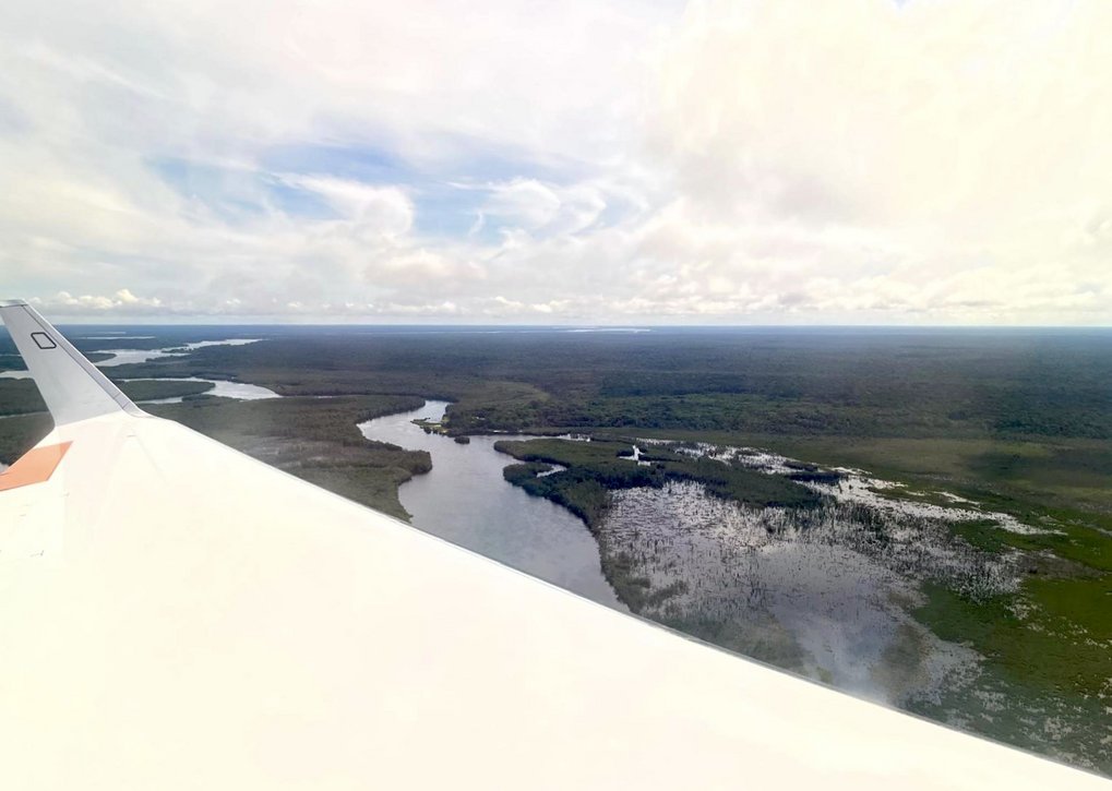 HALO aircraft, wetlands in the Brazilian rainforest, seen from above